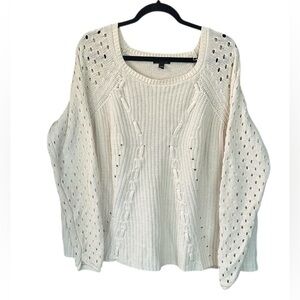 6th&Lane Lane Bryant Women’s Knit Sweater with CutOut Detail. Cream Size 22/24
